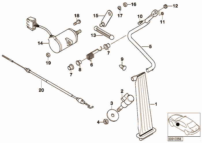 Pedals-supporting bracket BMW M3 3.2 S50 E36 Coupe, Europe