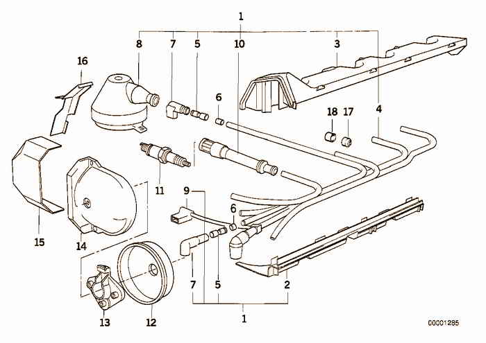 Wiring harness: high voltage/spark plug BMW 318i M40 E36 Sedan, Europe