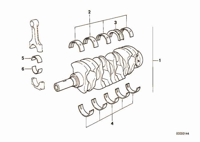 Crankshaft with bearing shells BMW 318is M42 E36 Coupe, Europe