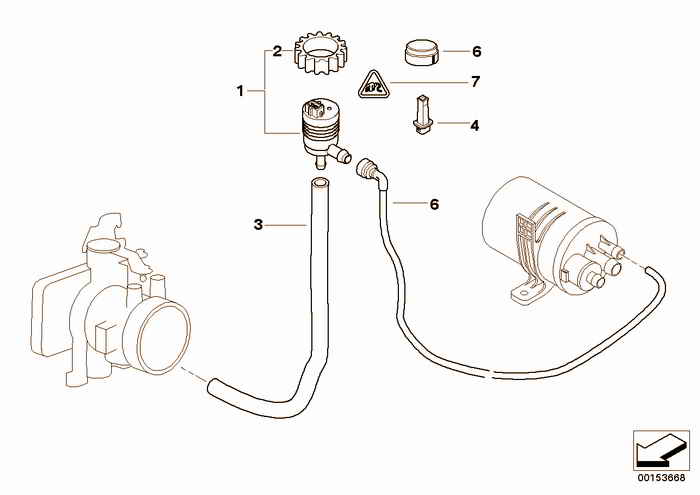 The vent valve of fuel tank BMW 316i 1.9 M43 E36 Compact, Europe