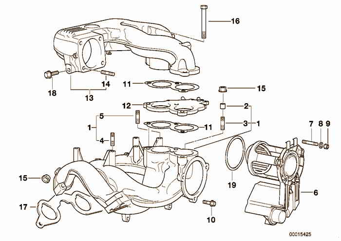 Intake manifold system BMW 318i M44 E36 Convertible, USA