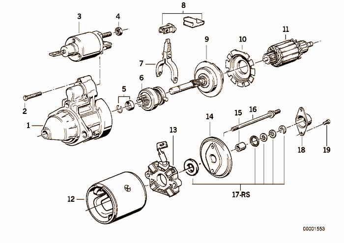Starter parts 1, 4kw BMW 323i M52 E36 Convertible, USA