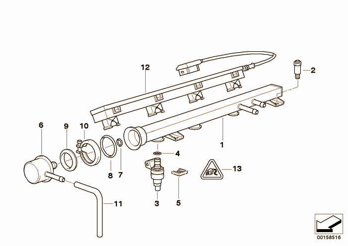 Fuel injection system/Injection valve BMW 316i M40 E36 Sedan, Europe