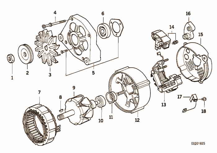 Alternator, individual parts BMW 318is M42 E36 Coupe, Europe