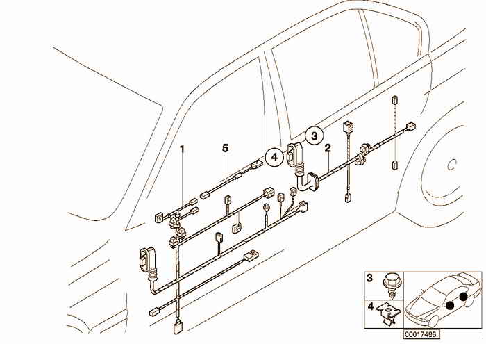 Door cable harnesses BMW M3 3.2 S52 E36 Sedan, USA