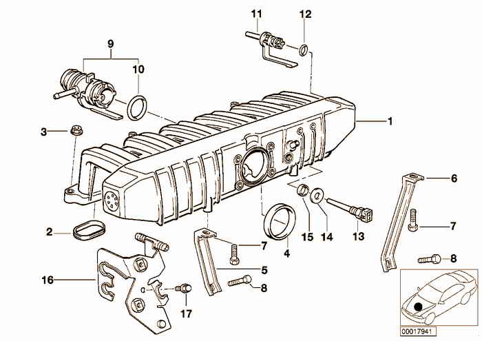 Intake manifold system BMW 320i M50 E36 Sedan, USA