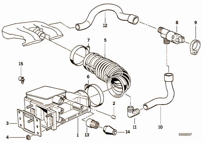 Volume air flow sensor BMW 318i M40 E36 Sedan, Europe