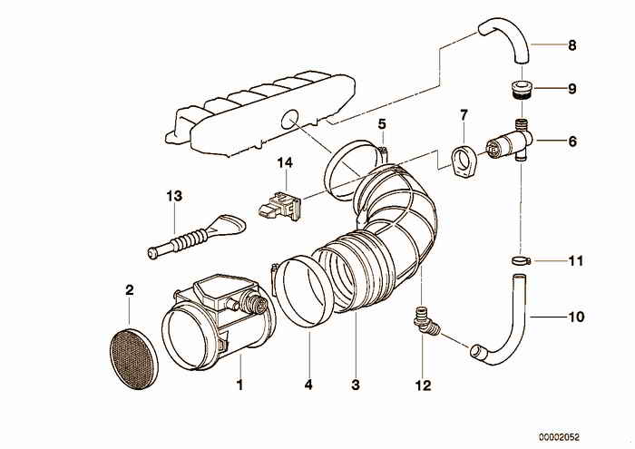 Volume air flow sensor BMW 328i M52 E36 Convertible, Europe