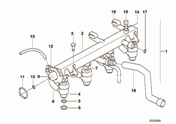 Fuel injection system/Injection valve BMW 316i M43 E36 Sedan, Europe