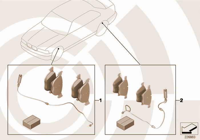 Service Kit for brake pads / Value Line BMW 318i M42 E36 Convertible, USA