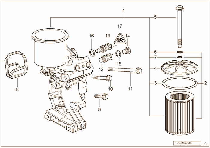 Lubrication system-Oil filter BMW M3 S50 E36 Coupe, Europe