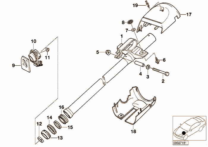 Fixed steering column tube BMW 318is M44 E36 Coupe, USA
