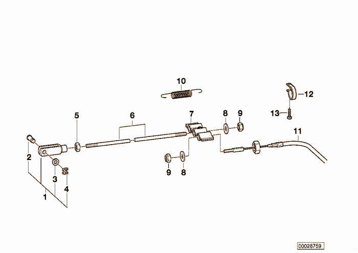 Trailer, indiv. parts, brake pull rods BMW 318is M42 E36 Coupe, USA
