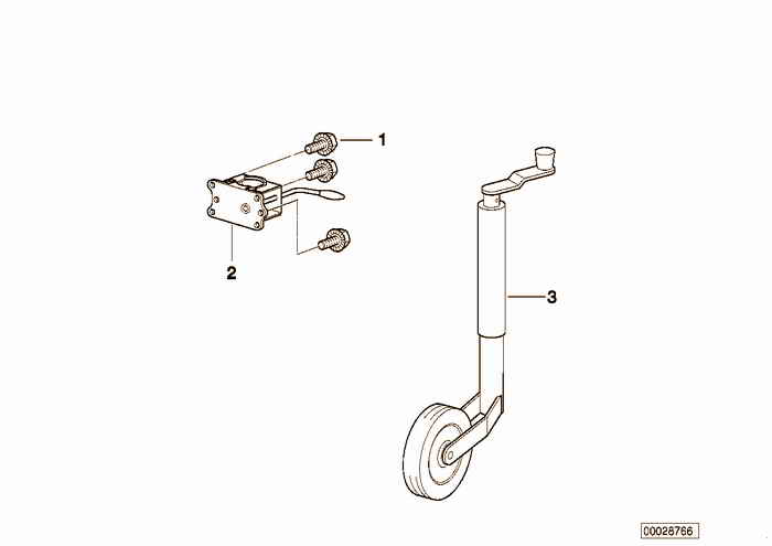 Trailer, individual parts, support wheel BMW 316i 1.9 M43 E36 Compact, Europe