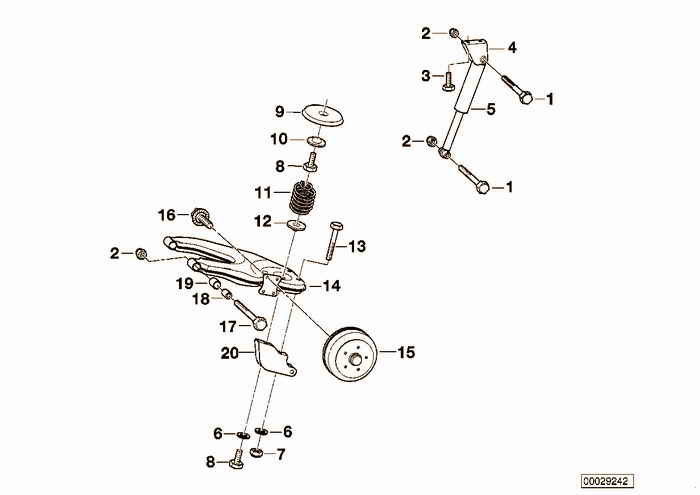 Trailer, indiv. parts, wheel suspension BMW 318is M44 E36 Coupe, Europe