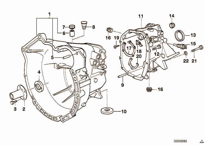 S5D...G crankcase   mounting parts BMW 325i M50 E36 Convertible, USA