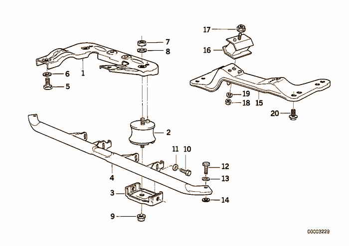 Gearbox suspension BMW 320i M50 E36 Coupe, Europe