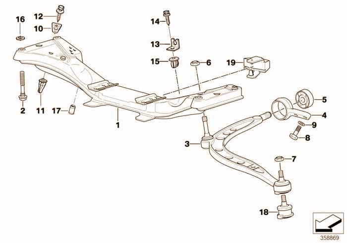 Front axle support/wishbone BMW 328i M52 E36 Convertible, Europe