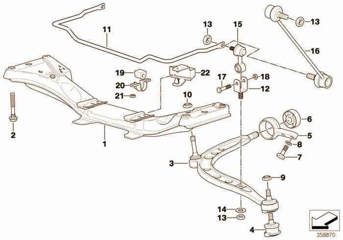 Beam front axle support/wishbone/stabilizer BMW 318tds M41 E36 Touring, Europe