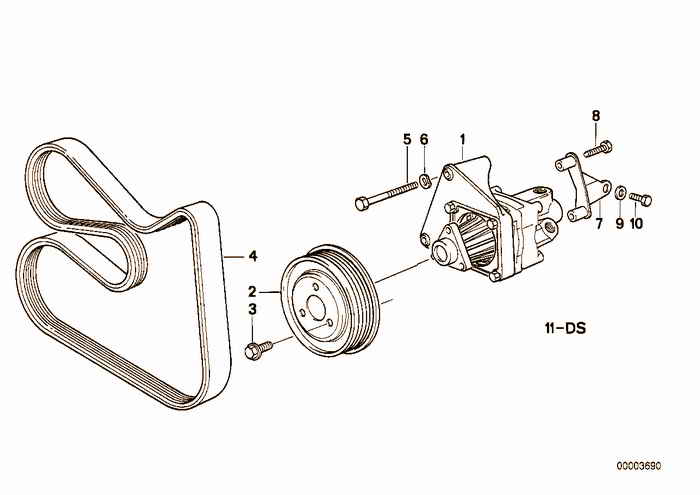 Hydro steering-vane pump/mounting BMW 320i M50 E36 Sedan, USA