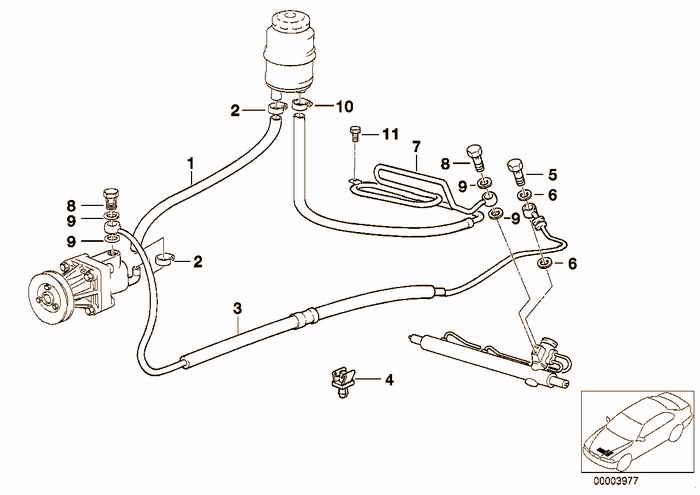 Hydro steering-oil pipes BMW 328i M52 E36 Sedan, USA