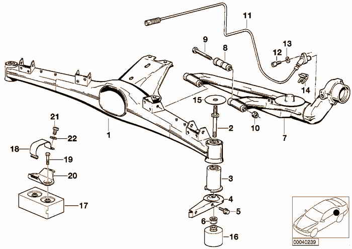 Rear axle support/wheel suspension BMW 318ti M42 E36 Compact, USA