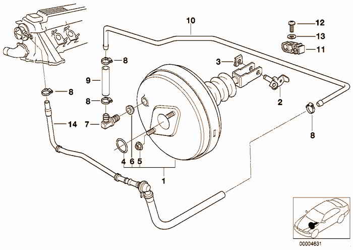 Power brake unit depression BMW 318tds M41 E36 Compact, Europe