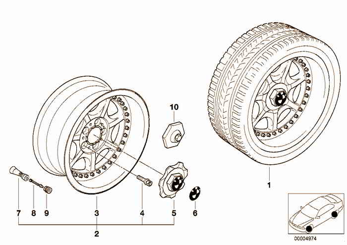 7-spoke composite wheel (styl.19) BMW 318i M44 E36 Convertible, USA