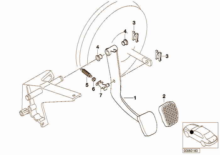 Pedals supporting bracket/brake pedal BMW 318i M43 E36 Sedan, Europe