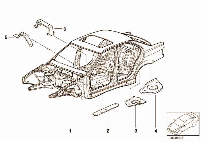 Body skeleton BMW 323i M52 E36 Sedan, Europe
