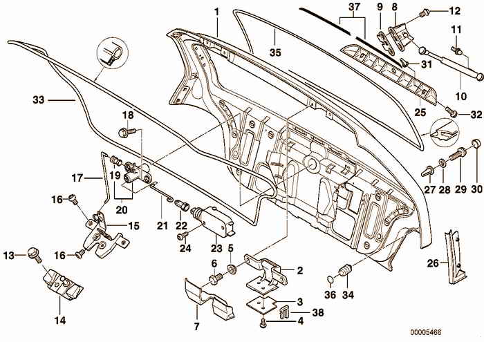 Trunk lid/closing system BMW 318i M43 E36 Touring, Europe