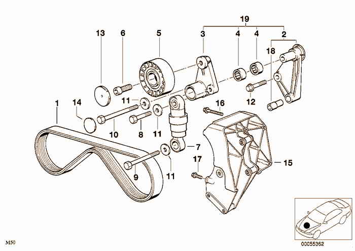 Air cond.compressor-supporting bracket BMW 323i M52 E36 Convertible, Europe