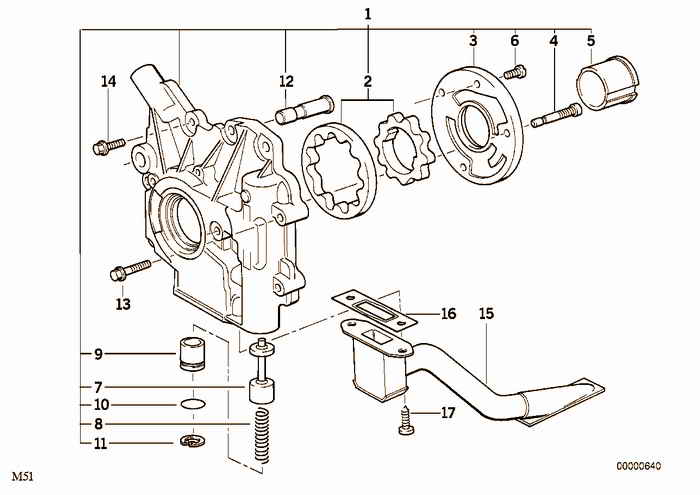 Lubrication system/Oil pump with drive BMW 325td M51 E36 Sedan, Europe