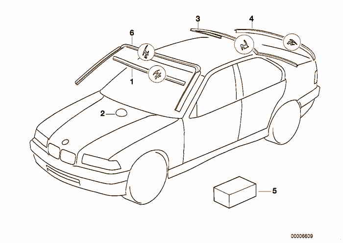 Window mounting parts BMW M3 3.2 S50 E36 Coupe, Europe