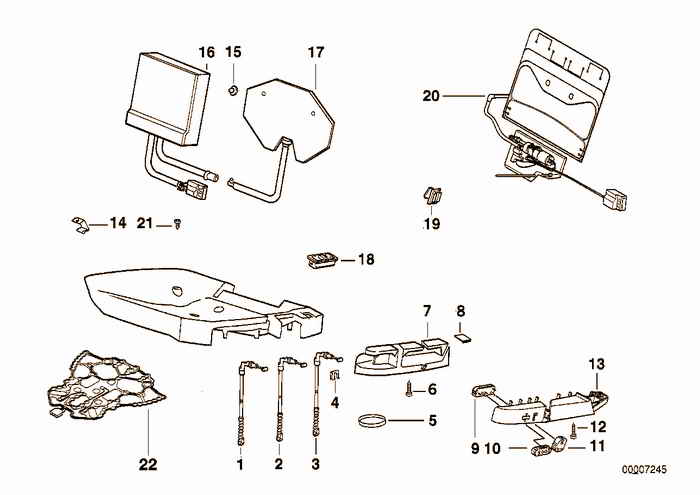 Single parts of front seat controls BMW 318is M44 E36 Sedan, Europe