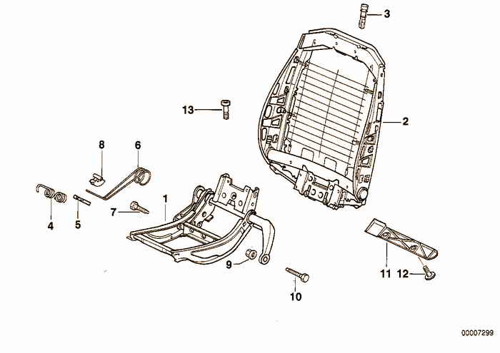 Front seat backrest frame BMW 318is M42 E36 Coupe, Europe