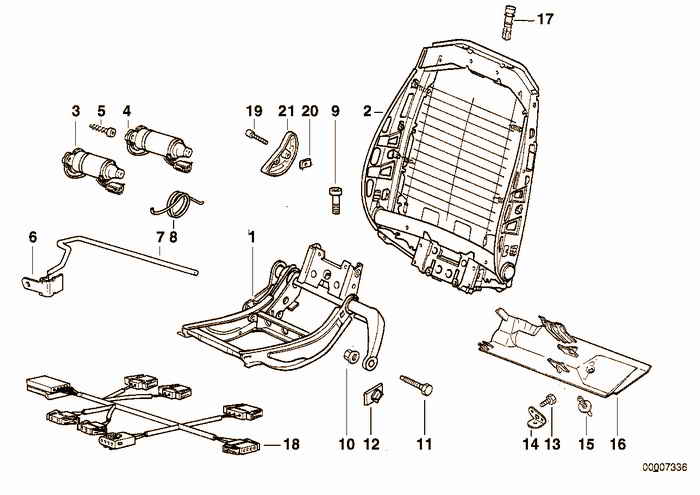 Bmw sports seat frame electrical BMW M3 3.2 S52 E36 Convertible, USA