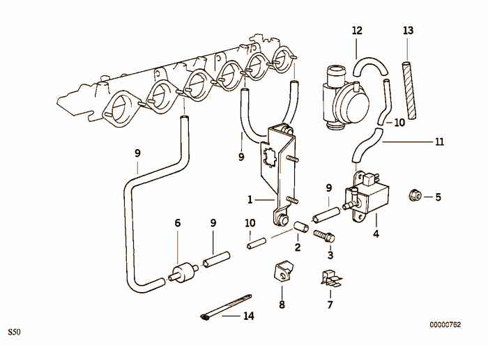 The engine vacuum system.management BMW M3 3.2 S50 E36 Sedan, Europe