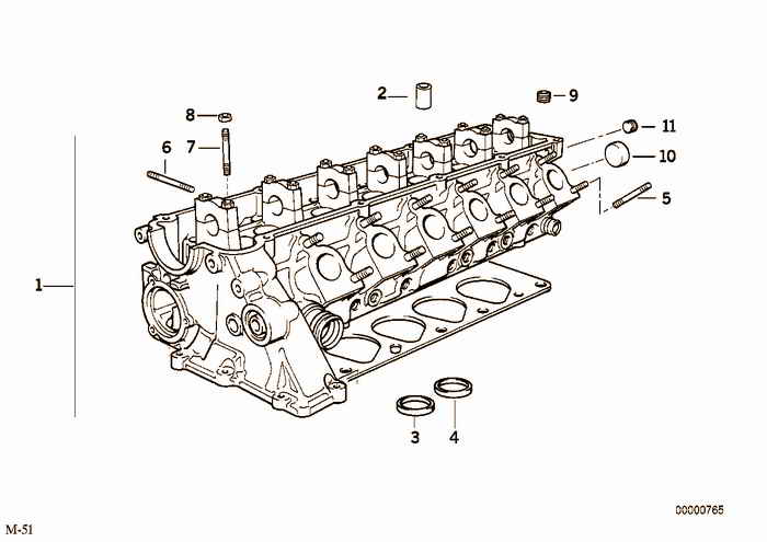 Cylinder Head BMW 325tds M51 E36 Touring, Europe