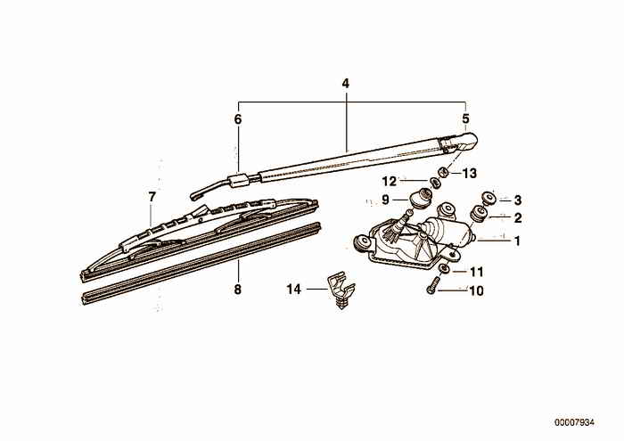 Rear window wiper parts BMW 318tds M41 E36 Compact, Europe