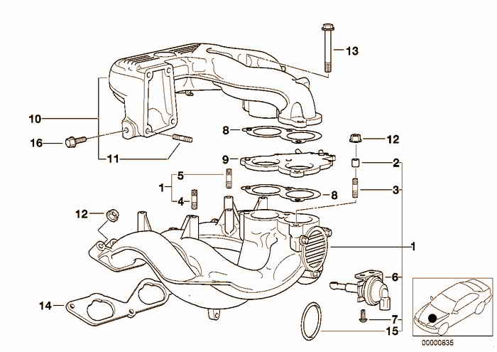 Intake manifold system BMW 318is M42 E36 Sedan, Europe