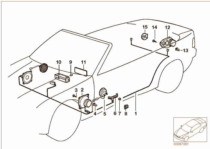 Single components stereo system BMW 325i M50 E36 Convertible, USA
