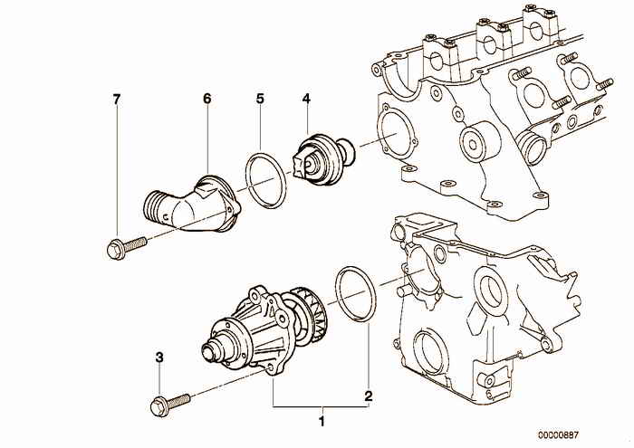 Waterpump — Thermostat BMW 318tds M41 E36 Compact, Europe
