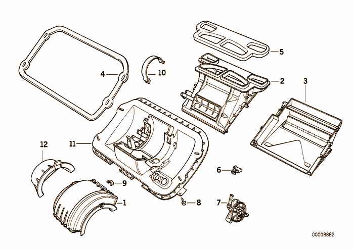Housing parts, heater Behr BMW 318is M44 E36 Coupe, Europe
