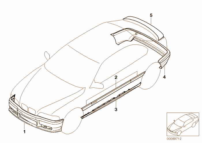 Retrofit, M aerodynamic kit BMW 316i 1.9 M43 E36 Compact, Europe