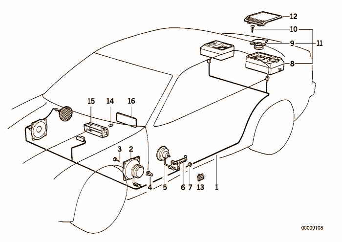 Single components stereo system BMW M3 3.2 S52 E36 Sedan, USA