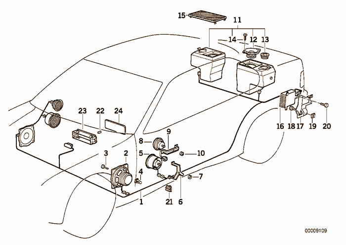 Single components hifi system BMW 325is M50 E36 Coupe, USA