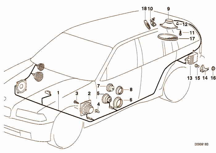 Single components hifi system BMW 328i M52 E36 Touring, Europe