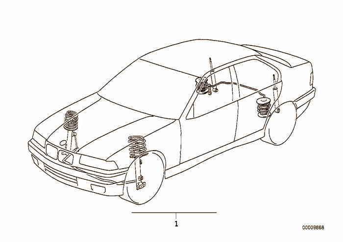Retrofit kit, M tech. sports suspension BMW 323i M52 E36 Convertible, Europe