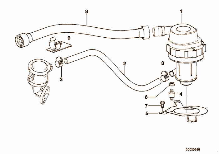 EXHAUST gas treatment system air blower BMW 323i M52 E36 Convertible, USA